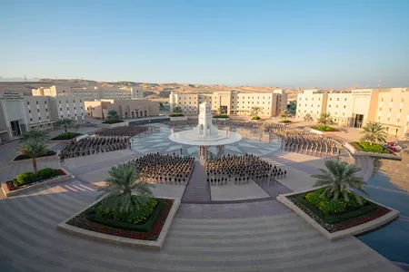 The MTC central courtyard and clock tower, surrounded by the academic buildings